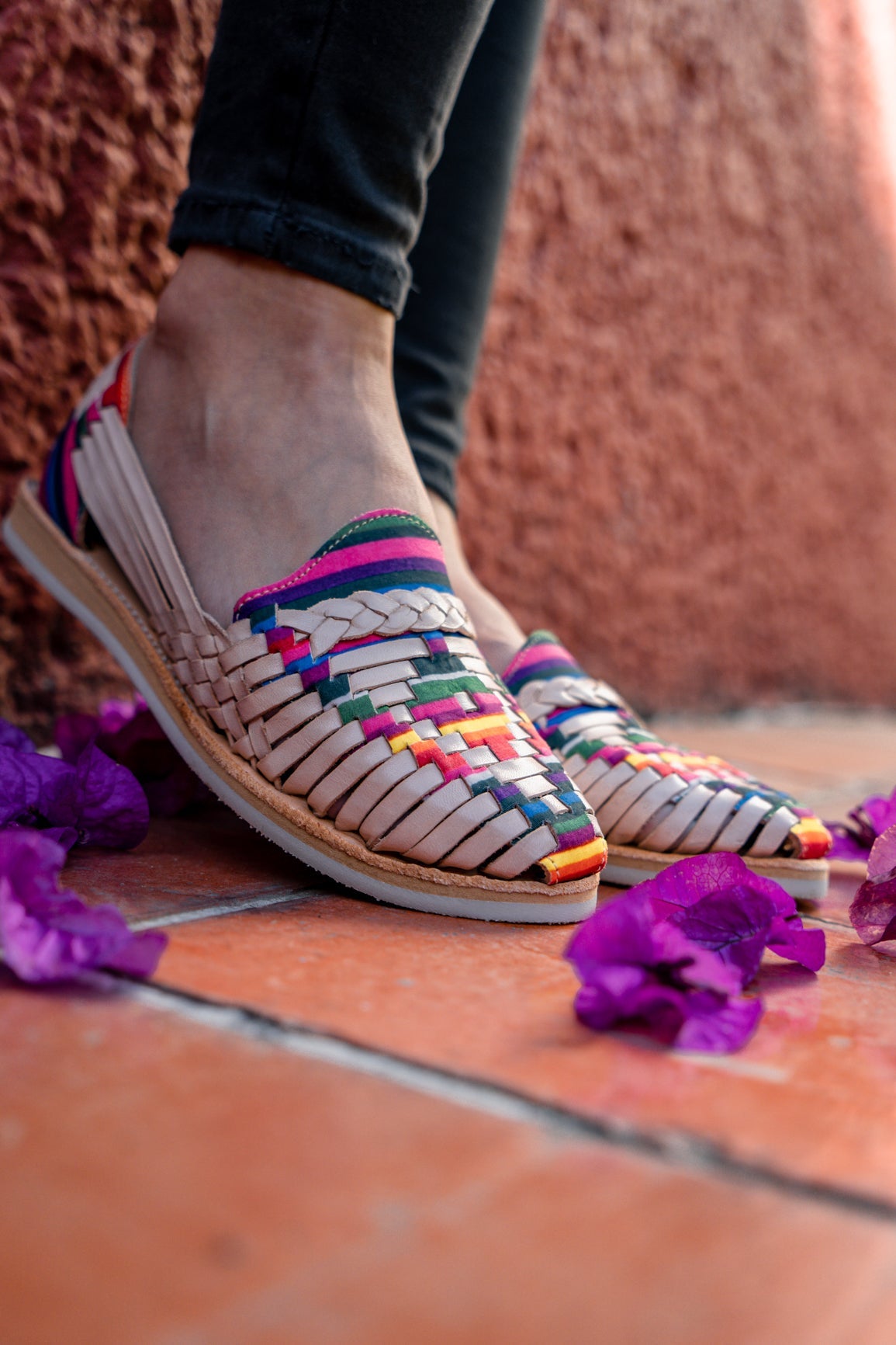 Pink huaraches hotsell with flowers